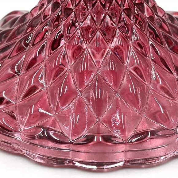 Set of 2 Berry Pink Faceted Glass Crystal Taper Candle Holders New Vintage Style - Picture 6 of 11